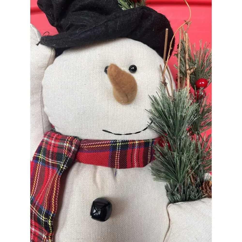 VINTAGE Primitive Christmas Snowman Shelf Sitter Large Plush